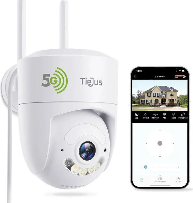Main image of 5G WiFi Security Camera Outdoor, 24/7 Recording Wired Security Camera, 2K Cameras for Home Security, Motion Detection and Siren, 360°Auto Tracking, Compatible with Alexa, 2-Way Audio, IP66
