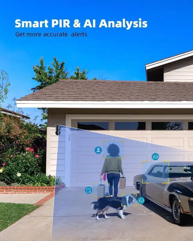 Alt view image 3 of 7 - ZUMIMALL Security Cameras Wireless Outdoor, 2 Packs, 2K Cameras for Home Security, Outdoor/Indoor Camera Battery Powered, 2.4G WiFi, Magnetic Mount,3MP Color Night Vision/Siren/PIR/AI/Cloud/Alexa