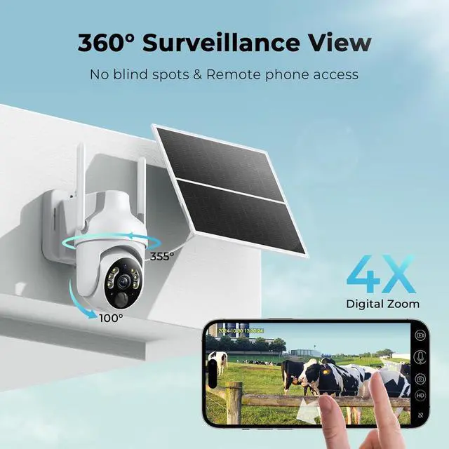 Alt view image 6 of 7 - 4G LTE Cellular Security Camera Supports Unlimited Data Plan, 2K Color Night Vision, 360° Live View, Motion Alerts, Remote Access, Solar Po
