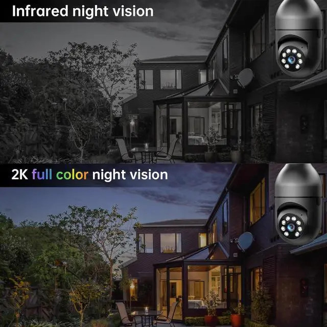 Alt view image 4 of 6 - Light Bulb Security Camera 2Pack 5G& 2.4GHz WiFi 2K Security Cameras Wireless Outdoor Motion Detection and Alarm,Two-Way Talk,Color Night Vision,Human Detection, Bulb Camera Compatible with Alexa