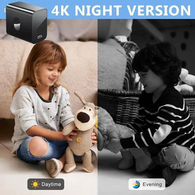 Alt view image 6 of 7 - 4K Hidden Camera-2.4G/5G WiFi Nanny Cam Charger with 160° Wide Angle, Night Vision, Motion Detection -Secret Camera -Protable Body Camera Charger for Home Security