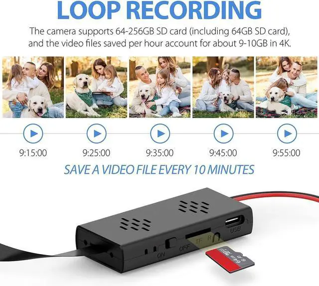 Alt view image 5 of 7 - Full 4K HD Mini Hidden Camera, DIY Module Tiny Spy Wireless Remote Control Small Nanny Cam with Free 64G SD Card, Smart Home Surveillance Equipment for Security(No Need Wi-Fi)