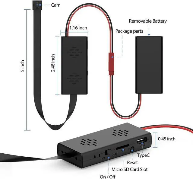 Alt view image 7 of 7 - Full 4K HD Mini Hidden Camera, DIY Module Tiny Spy Wireless Remote Control Small Nanny Cam with Free 64G SD Card, Smart Home Surveillance Equipment for Security(No Need Wi-Fi)