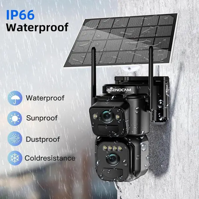 Alt view image 7 of 7 - Gadpiparty BEENOCAM Dual Lens 4K Solar Security Camera Wireless Outdoor, 2.4g & 5g WiFi, 360°PTZ Rotating Cam and 110° Fixed Cam 2-in-1 for Home Security with Color Night Vision,2-Way Audio, Light Al