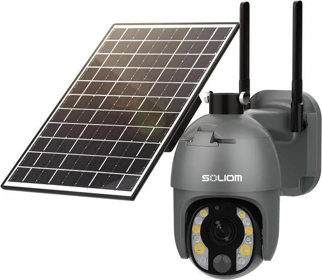 Main image of Gadpiparty SOLIOM Security Cameras Wireless Outdoor, 5MP 2.4G Wi-Fi Security Camera with 10X Optical Zoom, Battery and Solar Powered, Human Detection, Spotlight Color Night Vision, Auto Tracking