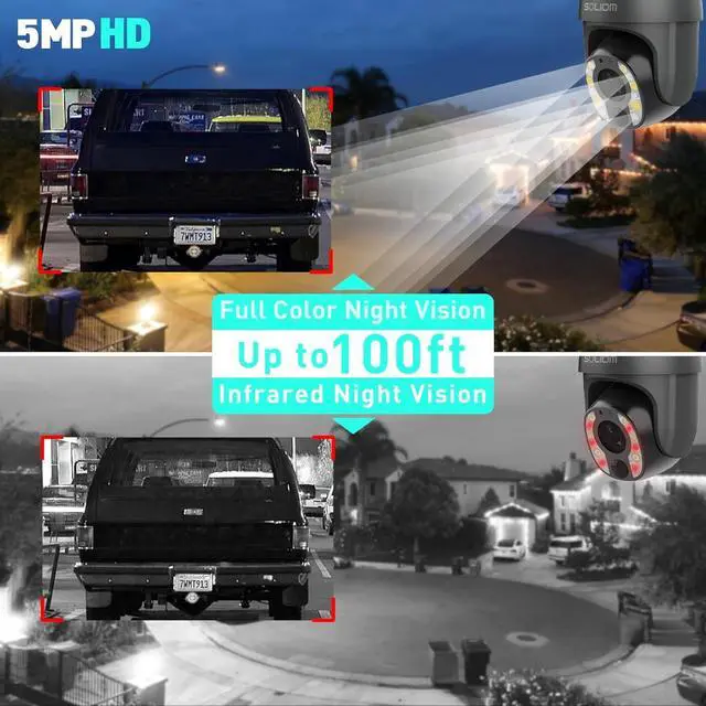 Alt view image 4 of 7 - Gadpiparty SOLIOM Security Cameras Wireless Outdoor, 5MP 2.4G Wi-Fi Security Camera with 10X Optical Zoom, Battery and Solar Powered, Human Detection, Spotlight Color Night Vision, Auto Tracking