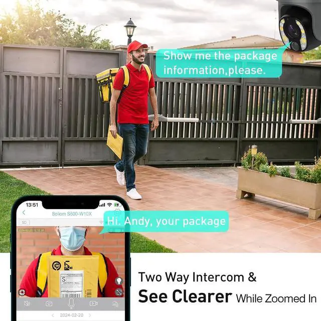 Alt view image 5 of 7 - Gadpiparty SOLIOM Security Cameras Wireless Outdoor, 5MP 2.4G Wi-Fi Security Camera with 10X Optical Zoom, Battery and Solar Powered, Human Detection, Spotlight Color Night Vision, Auto Tracking