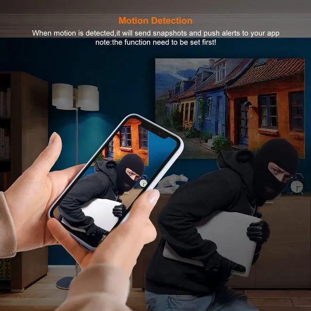 Alt view image 6 of 7 - Home Security Camera HD 1080P Indoor with Clock Detector, WiFi Smart Camera with Night Vision,Motion Detection  (A13), BLACK
