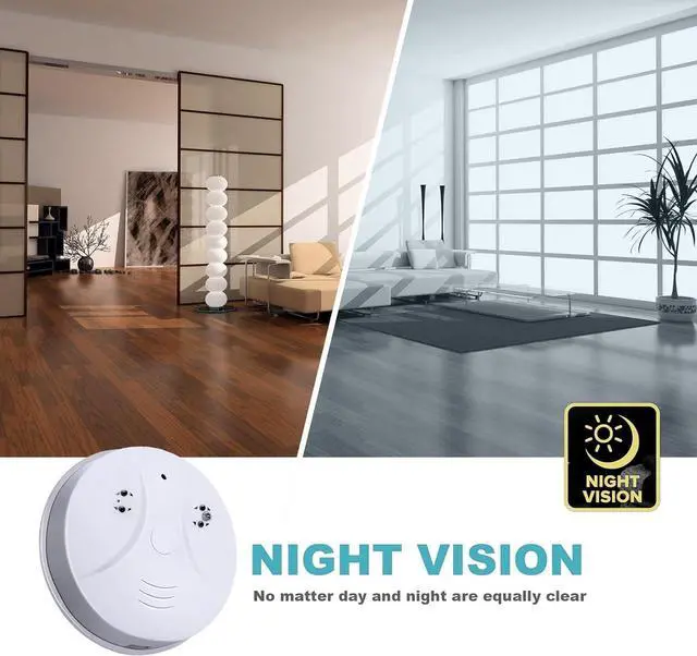Alt view image 5 of 6 - Security Camera 1080P Indoor with Smoke Detector,Nanny cam WiFi Indoor Camera Dome Surveillance System with Night Vision,Motion Detection, for Home,Business, Baby Monitor
