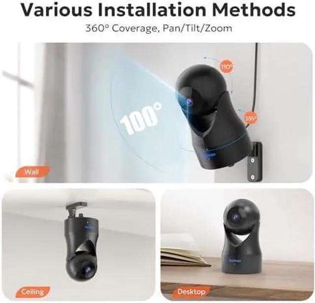 Alt view image 3 of 7 - owltron Security Camera Indoor, 360 Pan/Tilt Home Camera with Motion Detection, Pet Camera with Phone App, 2K Baby Monitor with Night Vision WiFi Camera-Two Way Audio, Work with Alexa, 4 Pack