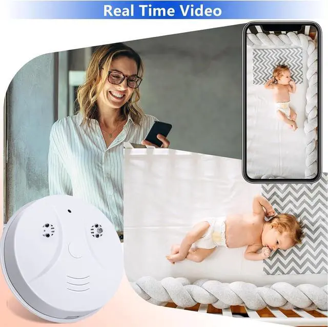 Alt view image 6 of 7 - Hidden Camera Smoke Detector Wireless WiFi Camera HD 1080P Video Small Camera with Night Vision and Motion Detection, Indoor Camera for Home, No Sound