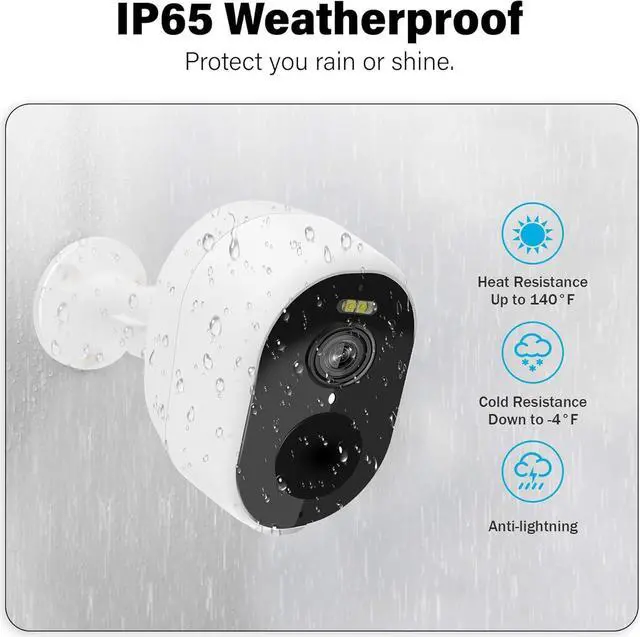 Alt view image 3 of 7 - Gadpiparty Pure Wireless Indoor /Outdoor Security Cameras, 2K QHD, Battery Powered, WiFi Camera with Spotlight & Siren Alarm, 2-Way Audio, Color Night Vision, AI Detection for Home Security, Works wi