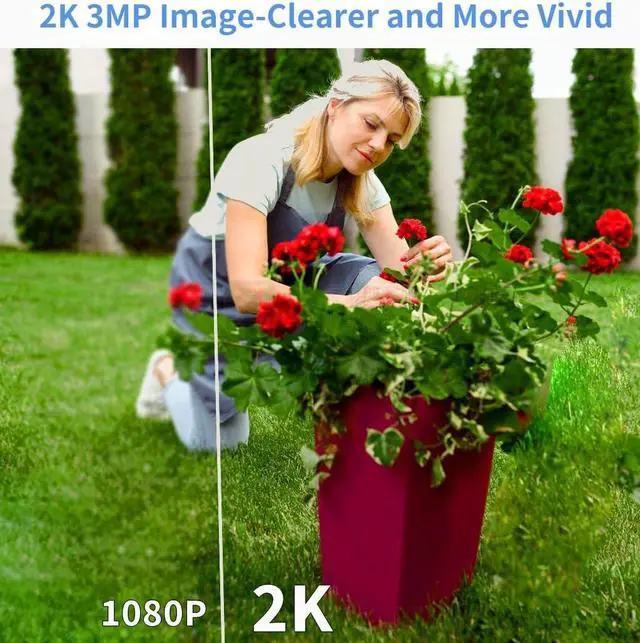 Alt view image 3 of 7 - Xega 4 Pack Security Camera Wireless Outdoor, 2K PTZ Camera WiFi Surveillance Rechargeable Battery with Solar Panel, Color Night Vision, 2-Way Audio, PIR Motion Detection, Spotlight & Siren, IP66