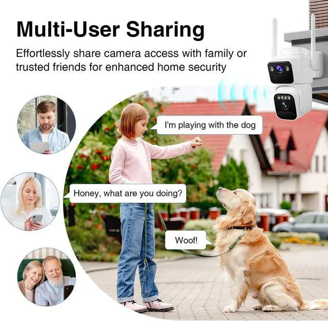 Alt view image 4 of 7 - Dual Lens Dual Screen 2K Solar Security Camera Wireless Outdoor 360° View Battery Powered Camera with Spotlight Color Night Vision, PIR Sensor WiFi Home Security System