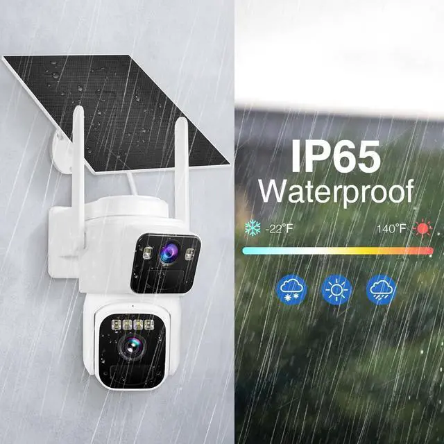 Alt view image 7 of 7 - Dual Lens Dual Screen 2K Solar Security Camera Wireless Outdoor 360° View Battery Powered Camera with Spotlight Color Night Vision, PIR Sensor WiFi Home Security System