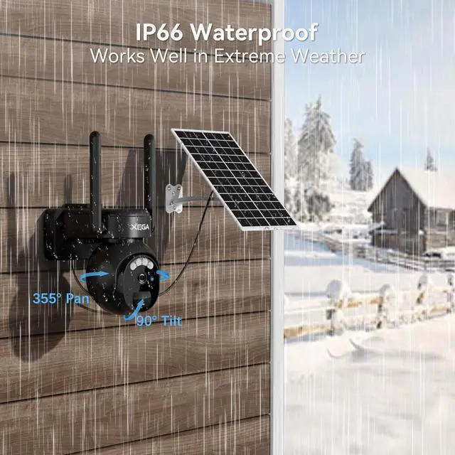 Alt view image 6 of 7 - Xega 4G LTE Security Camera No WiFi with SIM Card 2K Super HD Solar Powered Wireless Outdoor 4G Security Camera PIR Motion Sensor Night Vision 2 Way Talk Built in SIM Card