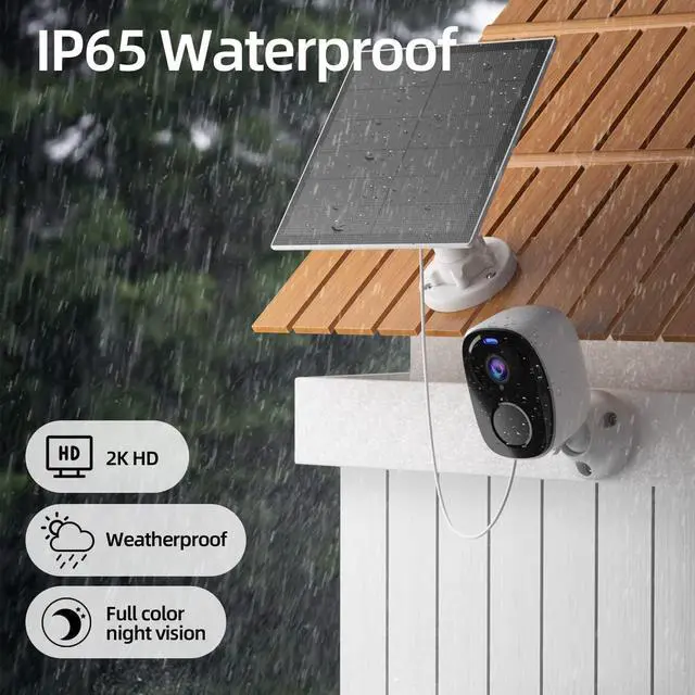 Alt view image 7 of 7 - 2K Security Cameras Wireless Outdoor, Solar Cameras for Home Security, Security Camera with Color Night Vision, PIR Human Detection, 2-Way Talk, IP65 Waterproof, SD/Cloud Storage,Waterproof