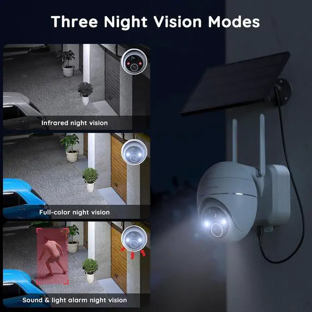 Alt view image 5 of 7 - Gadpiparty BOIFUN Solar Security Camera Wireless Outdoor - 2K WiFi Battery Powered Solar Camera, Color Night Vision, Area Alarm, Motion Detection, Two-Way Talk - IP65 Waterproof Cameras for Home Secu