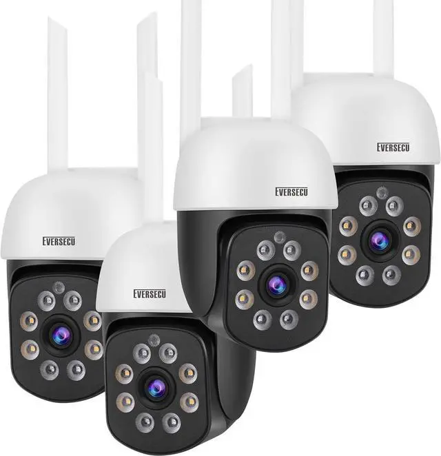 Main image of EVERSECU 2K 3.0MP Outdoor WiFi PTZ Security Camera, 2.4G WiFi, Auto Tracking, 2 Way Audio, Spot Night Vision, Compatible with Alexa, SD Card & Cloud Storage, ONVlF Compliant RTSP IP CCTV Camera(4pcs)