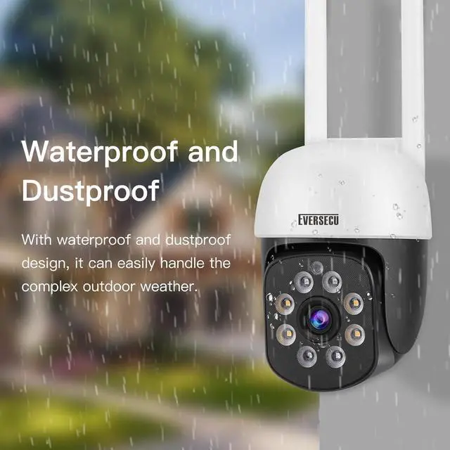Alt view image 5 of 7 - EVERSECU 2K 3.0MP Outdoor WiFi PTZ Security Camera, 2.4G WiFi, Auto Tracking, 2 Way Audio, Spot Night Vision, Compatible with Alexa, SD Card & Cloud Storage, ONVlF Compliant RTSP IP CCTV Camera(4pcs)