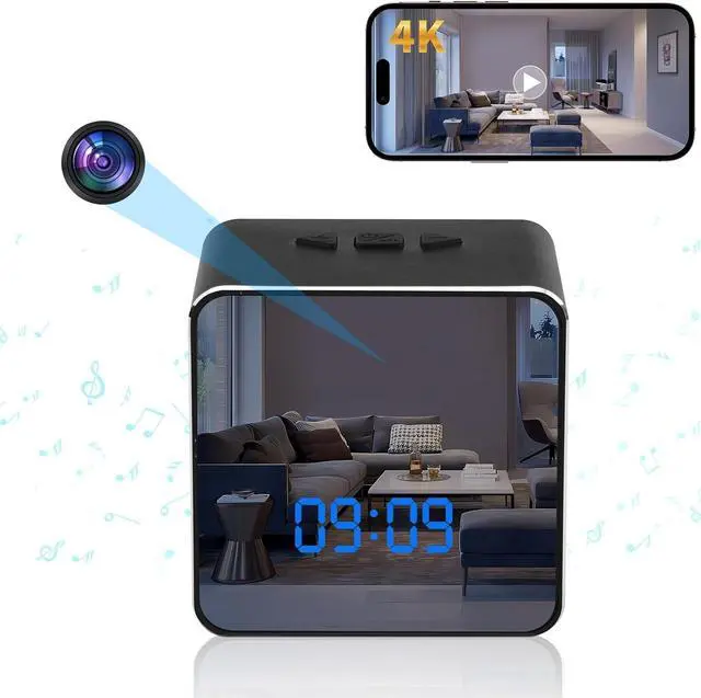 Main image of Hidden Camera Bluetooth Speaker, 4K HD WiFi Hidden Camera Clock with Video Night Vision Motion Detection, Clock Camera Spy Cam, Hidden Cameras for Home Security Indoor