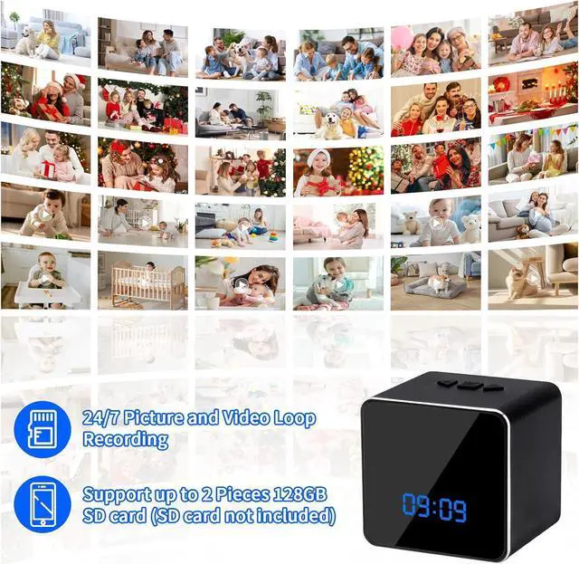 Alt view image 7 of 7 - Hidden Camera Bluetooth Speaker, 4K HD WiFi Hidden Camera Clock with Video Night Vision Motion Detection, Clock Camera Spy Cam, Hidden Cameras for Home Security Indoor