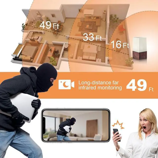 Alt view image 4 of 7 - Indoor Camera Home Security Camera with Night Light, Night Vision Motion Detection, 24/7 Recording, SD/Cloud Storage-WiFi Camera Baby Monitor Nanny Cam Pet Camera (Black)