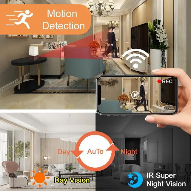 Alt view image 3 of 7 - Indoor Camera Home Security Camera with Night Light, Night Vision Motion Detection, 24/7 Recording, SD/Cloud Storage-WiFi Camera Baby Monitor Nanny Cam Pet Camera (Black)