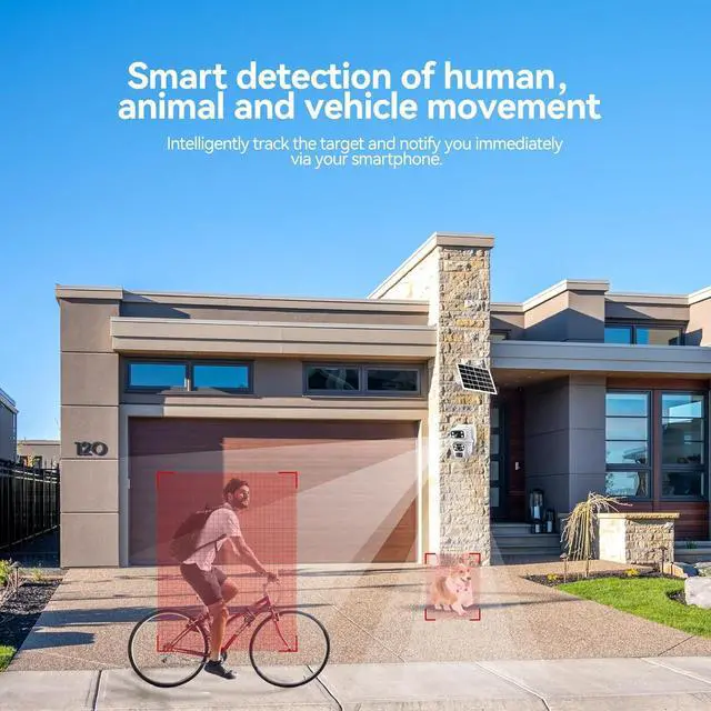 Alt view image 5 of 7 - 4G LTE Cellular Solar Security Camera Wireless Outdoor, 360° Dual Lens,3MP Cellular Security Camera 2K No WiFi Security Camera, PIR Motion Detection, Color Night Vision, 2-Way Talk, SIM Card Included