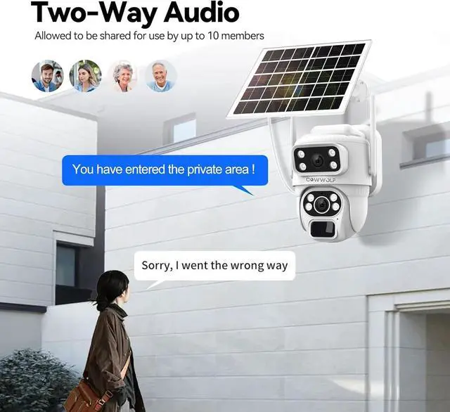 Alt view image 7 of 7 - 4G LTE Cellular Solar Security Camera Wireless Outdoor, 360° Dual Lens,3MP Cellular Security Camera 2K No WiFi Security Camera, PIR Motion Detection, Color Night Vision, 2-Way Talk, SIM Card Included