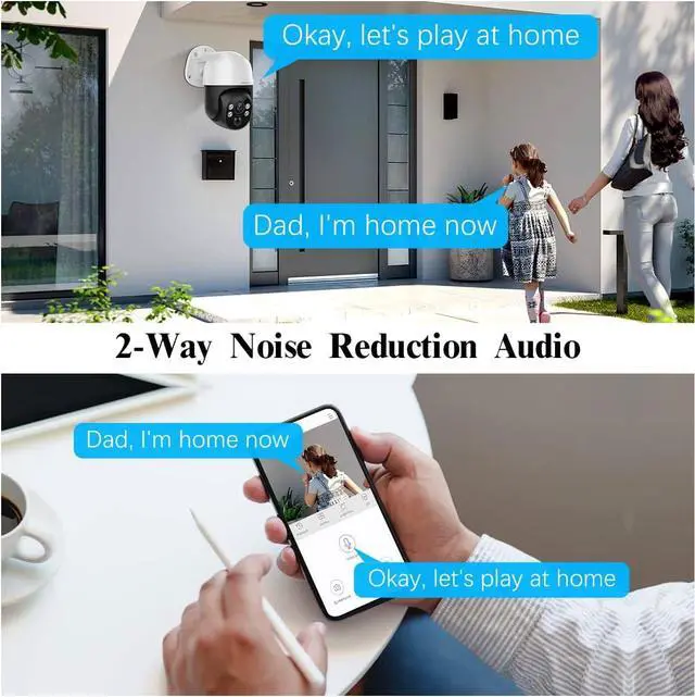 Alt view image 2 of 7 - Gadpiparty Auto Tracking 4K 2-Way Audio PTZ PoE Outdoor Wired Security Cameras System Home Wired Cameras Video Surveillance DVR Kit