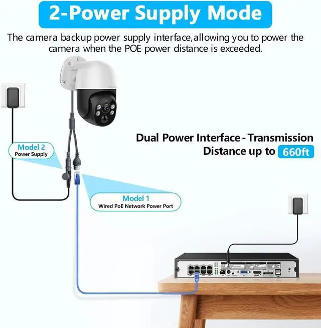 Alt view image 4 of 7 - OOSSXX (PoE 4K PTZ Extend Camera) 2-Way Audio 4K/8.0 Megapixel PTZ PoE Outdoor Home Security Camera System Wired Outdoor Video Surveillance IP Cameras