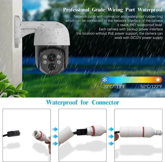 Alt view image 6 of 7 - Gadpiparty Auto Tracking 4K 2-Way Audio PTZ PoE Outdoor Wired Security Cameras System Home Wired Cameras Video Surveillance DVR Kit