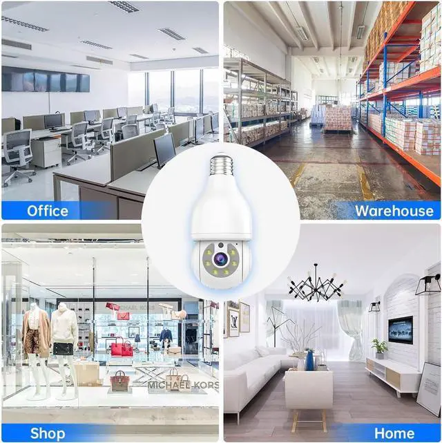 Alt view image 6 of 7 - EVERSECU HD 2K 3.0MP Wireless Lightbulb Security Camera with E27 Light Connector, Motion Auto Tracking PTZ, 2 Way Audio, Spotlight Night Vision, Free APP, WiFi Screw-in CCTV Camera, White(4pack)