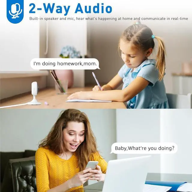 Alt view image 2 of 7 - WiFi Security Camera 2K, Indoor Home Cameras for Dog/Pet/Elder/Baby Monitor, Upgraded Smart Siren with Phone App, Advanced Night Vision, SD/Cloud Storage, Alexa Compatible