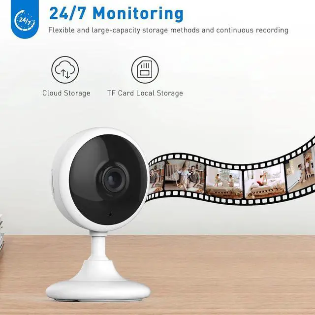 Alt view image 6 of 7 - WiFi Security Camera 2K, Indoor Home Cameras for Dog/Pet/Elder/Baby Monitor, Upgraded Smart Siren with Phone App, Advanced Night Vision, SD/Cloud Storage, Alexa Compatible