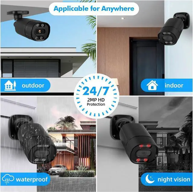 Alt view image 7 of 7 - Fuers 1080P HD 1920TVL Security Camera Hybrid 5-in-1 XVI/TVI/CVI/AHD/CVBS CCTV Camera Outdoor Indoor,80ft IR Night Vision,Weatherproof Metal Housing Bullet Camera for Analog Surveillance DVR,2MP