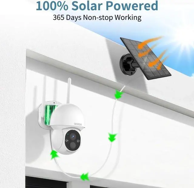 Alt view image 4 of 7 - OHWOAI Solar Powered Battery PTZ Cameras, Extend Camera for Outdoor Wireless Camera System, Wi-Fi Video Surveillance for Home Security