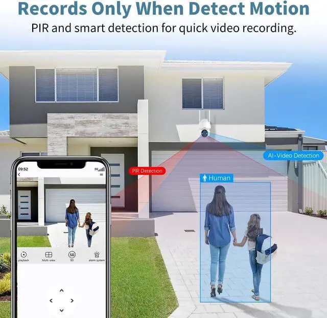 Alt view image 5 of 7 - OHWOAI Solar Powered Battery PTZ Cameras, Extend Camera for Outdoor Wireless Camera System, Wi-Fi Video Surveillance for Home Security