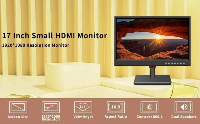 Alt view image 2 of 3 - Gadpiparty 19 Security Monitor,Small Surveillance Monitor HDMI VGA and BNC Input,Computer Monitor with Speakers for CCTV DVR Office and Home Security Camera System Surveillance