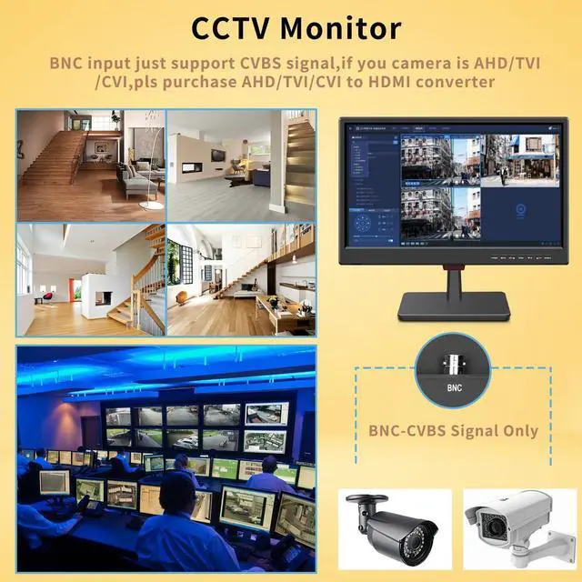 Alt view image 3 of 3 - Gadpiparty 19 Security Monitor,Small Surveillance Monitor HDMI VGA and BNC Input,Computer Monitor with Speakers for CCTV DVR Office and Home Security Camera System Surveillance