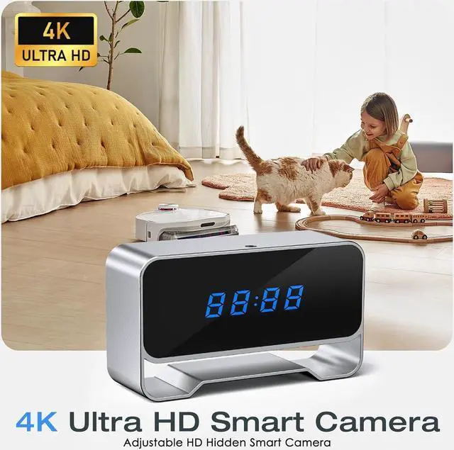 Alt view image 3 of 7 - WiFi Hidden Camera Clock, FHD 1080P Wireless Spy Camera, Nanny Cam with Night Vision for Indoor Home Office Security