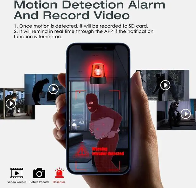 Alt view image 6 of 7 - WiFi Hidden Camera Clock, FHD 1080P Wireless Spy Camera, Nanny Cam with Night Vision for Indoor Home Office Security