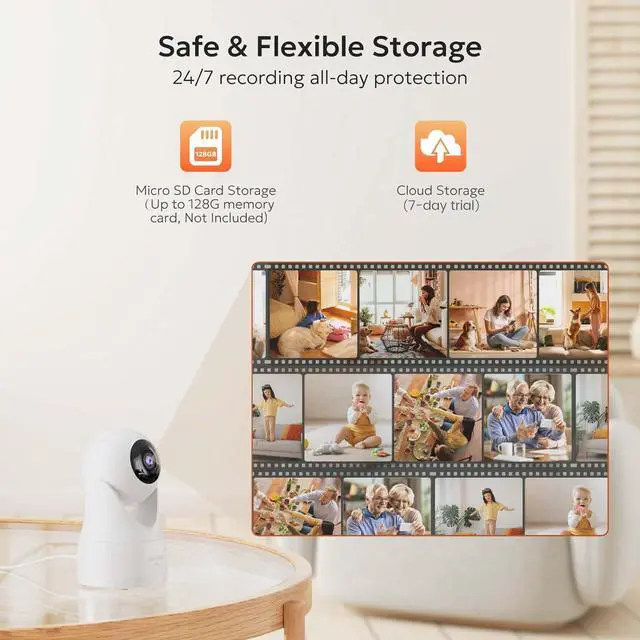 Alt view image 6 of 7 - owltron Indoor Pan/Tilt Security Camera 2K, Smart Camera for Home Security with Motion Detection, 2.4G WiFi Camera with Phone APP, Baby/Pet Camera with IR Night Vision & Two Way Talk