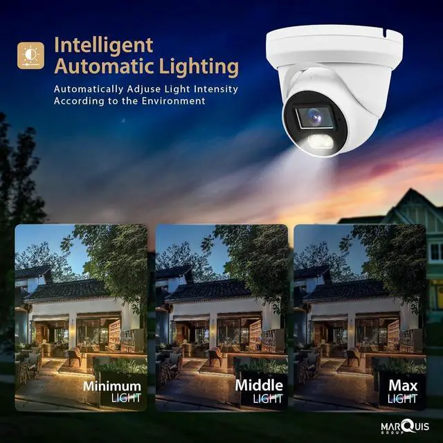 Alt view image 2 of 5 - 4MP PoE IP Turret Dome Camera with Audio, IP Security Camera Outdoor Rated, Waterproof IP66, 108° Wide Angle 2.8mm Lens NDAA Compliant (Color Night)