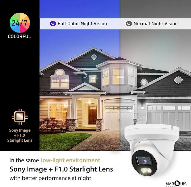 Alt view image 3 of 5 - 4MP PoE IP Turret Dome Camera with Audio, IP Security Camera Outdoor Rated, Waterproof IP66, 108° Wide Angle 2.8mm Lens NDAA Compliant (Color Night)
