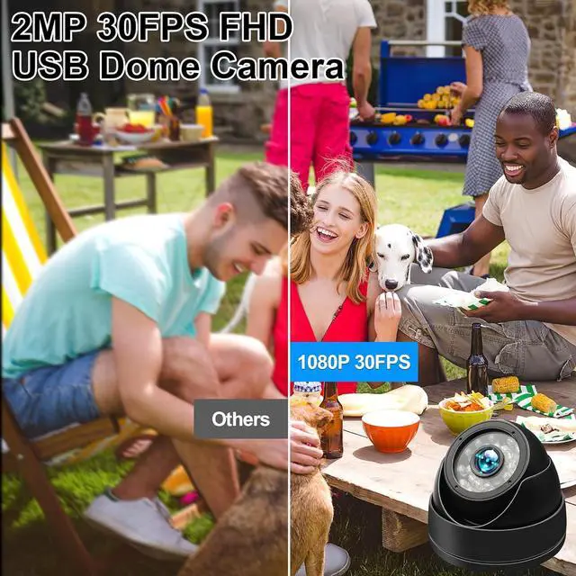 Alt view image 2 of 7 - Gadpiparty MMlove 1080P USB Dome Camera 2MP 30FPS 82ft Day & Night Vision USB Security Camera 3.6mm Wide Angle Surveillance Camera Waterproof Outdoor Indoor Metal Housing PC Webcam for Business/Home/