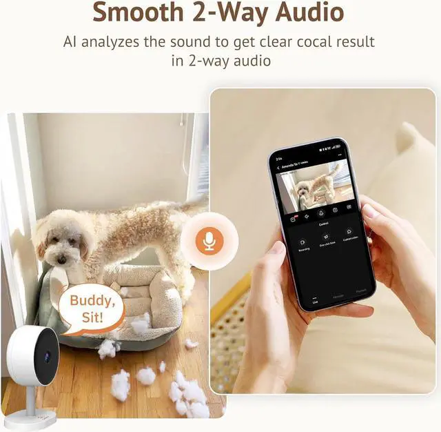 Alt view image 6 of 7 - Girafit 3MP 2K Indoor Camera 5GHz & 2.4GHz, Indoor Home Security Cameras 2 Pack for Baby/Elder/Dog/Pet Camera with Phone app, Motion Detection, 2-Way Talk, US Cloud & SD Card Storage