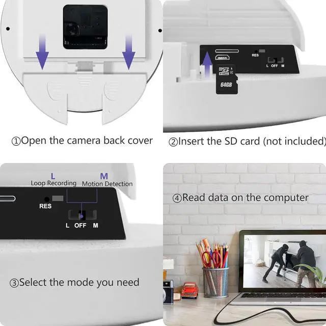 Alt view image 4 of 5 - Hidden Camera Detector Wall Clock 1080P No WiFi Security Camera Nanny Cams Video Recorder with Motion Detection, No Audio Home/Office Surveillance