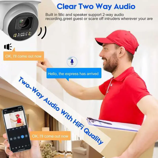 Alt view image 6 of 7 - VIKYLIN 4K 8MP POE IP PTZ Camera Outdoor,5X Optical Zoom 2.7~13.5mm Lens Full Color Night Vision,AI Human/Vehicle Detection, Spotlight&Sound Alarm,2- Way Audio,SD(512GB),IP67,NDAA Complaint